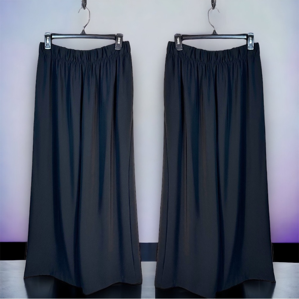 GREGOR pull-on flowy black pants women's medium elastic waist dressy lightweight